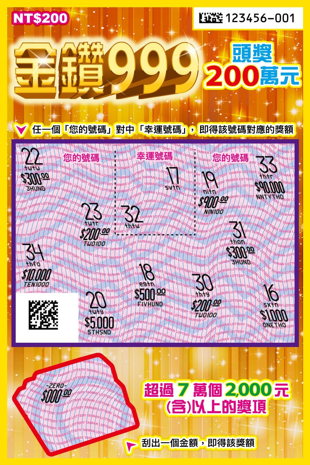 金鑽999刮刮樂背面