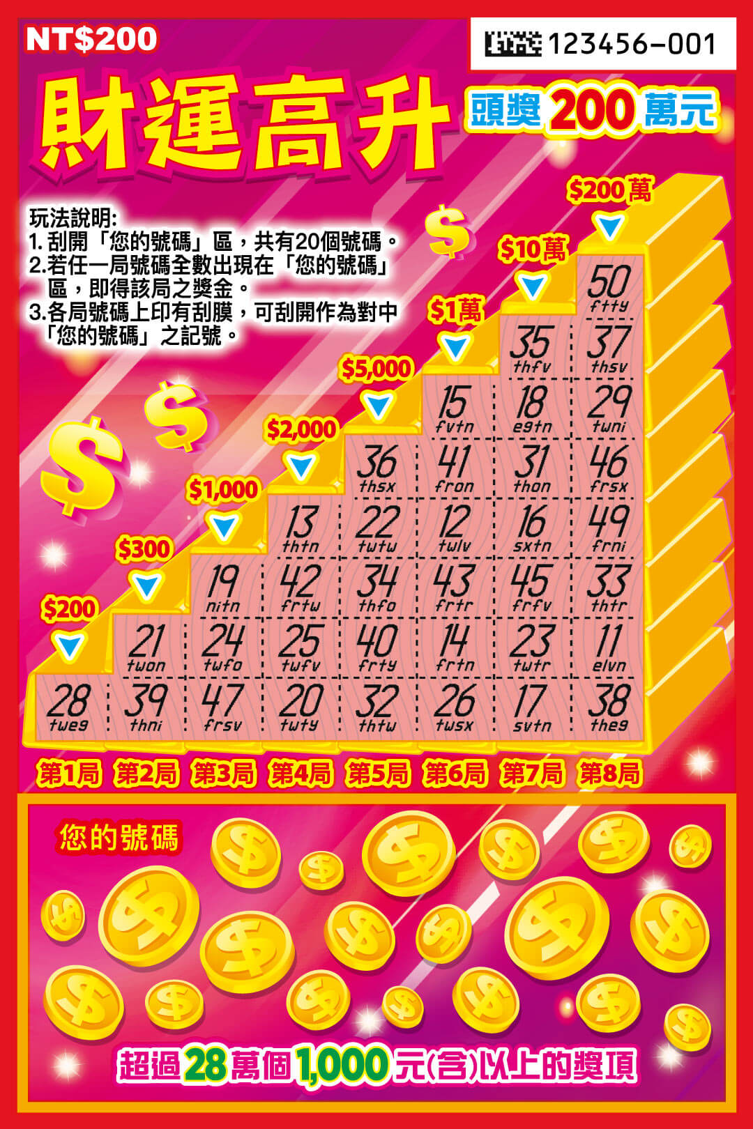 財運高升刮刮樂票面
