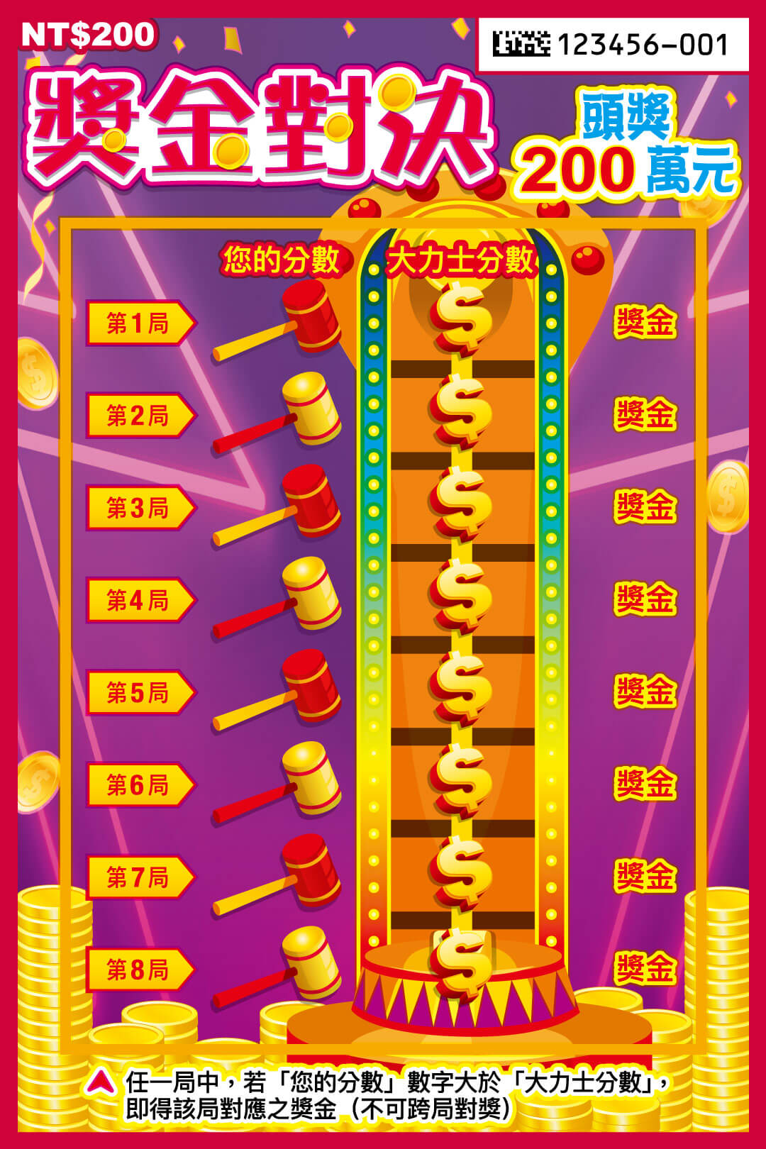 獎金對決刮刮樂票面