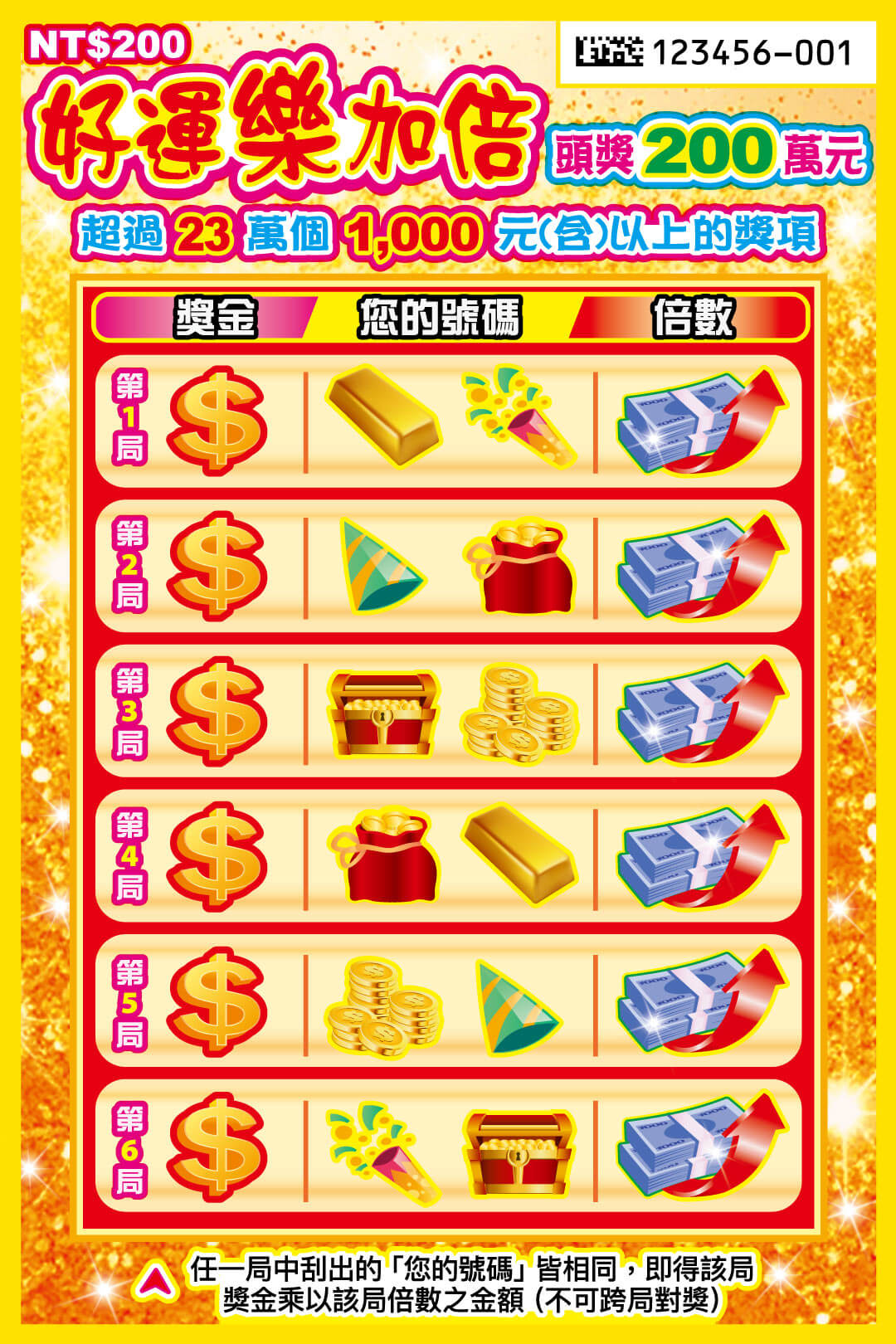 好運樂加倍刮刮樂票面