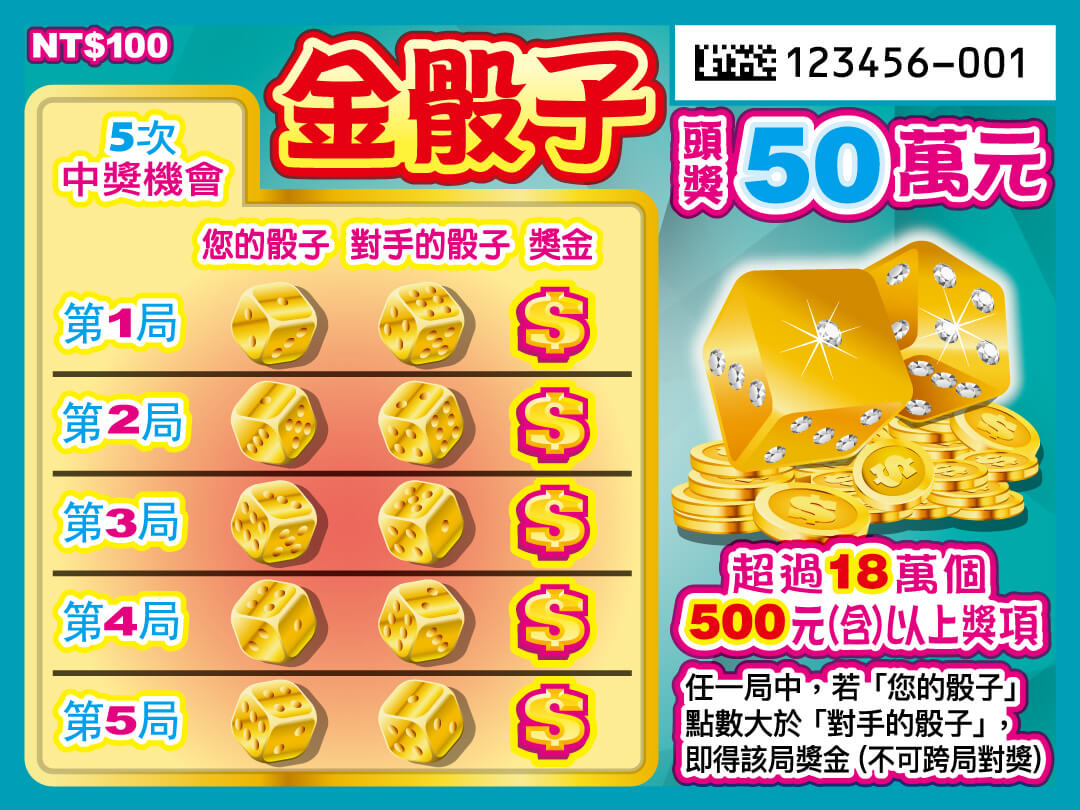 金骰子刮刮樂票面
